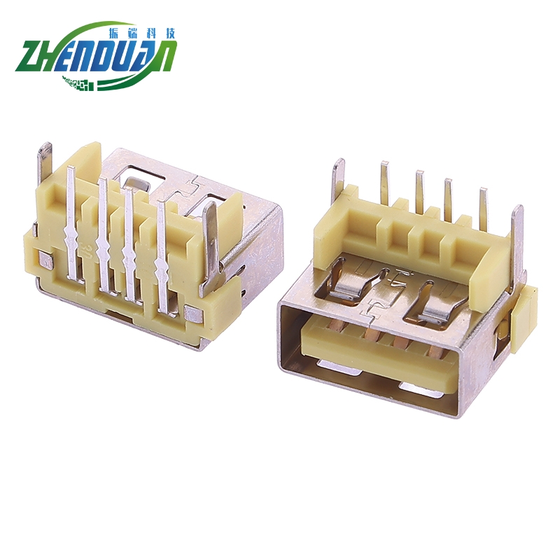 2.0USB母座短体90度插板垫高款